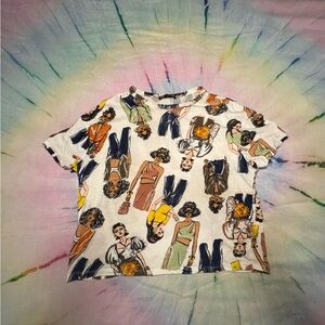 Zara Women's Multicolor Vacation Pop Art Printed Graphic Tee